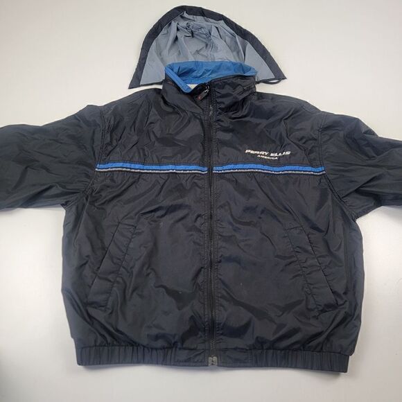 Vintage 90s Y2K Perry Ellis Windbreaker Lightweight Rain Jacket Large Blue - Picture 4 of 12